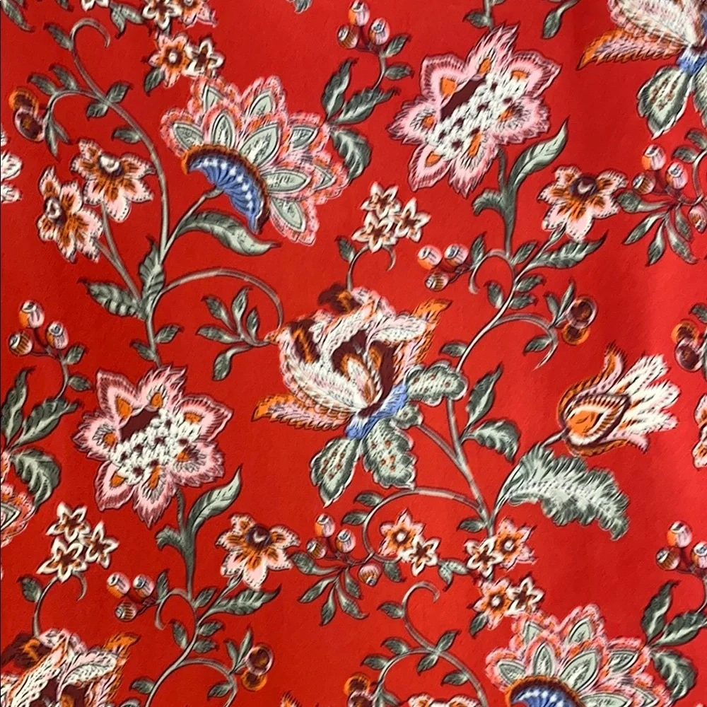 Como Vintage Red Flutter Sleeve Blouse with Tie Front